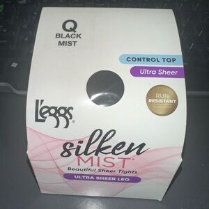 Leggs Silken Mist Ultra Sheer Leg  Size Q Black Mist Control Top Run Resistant